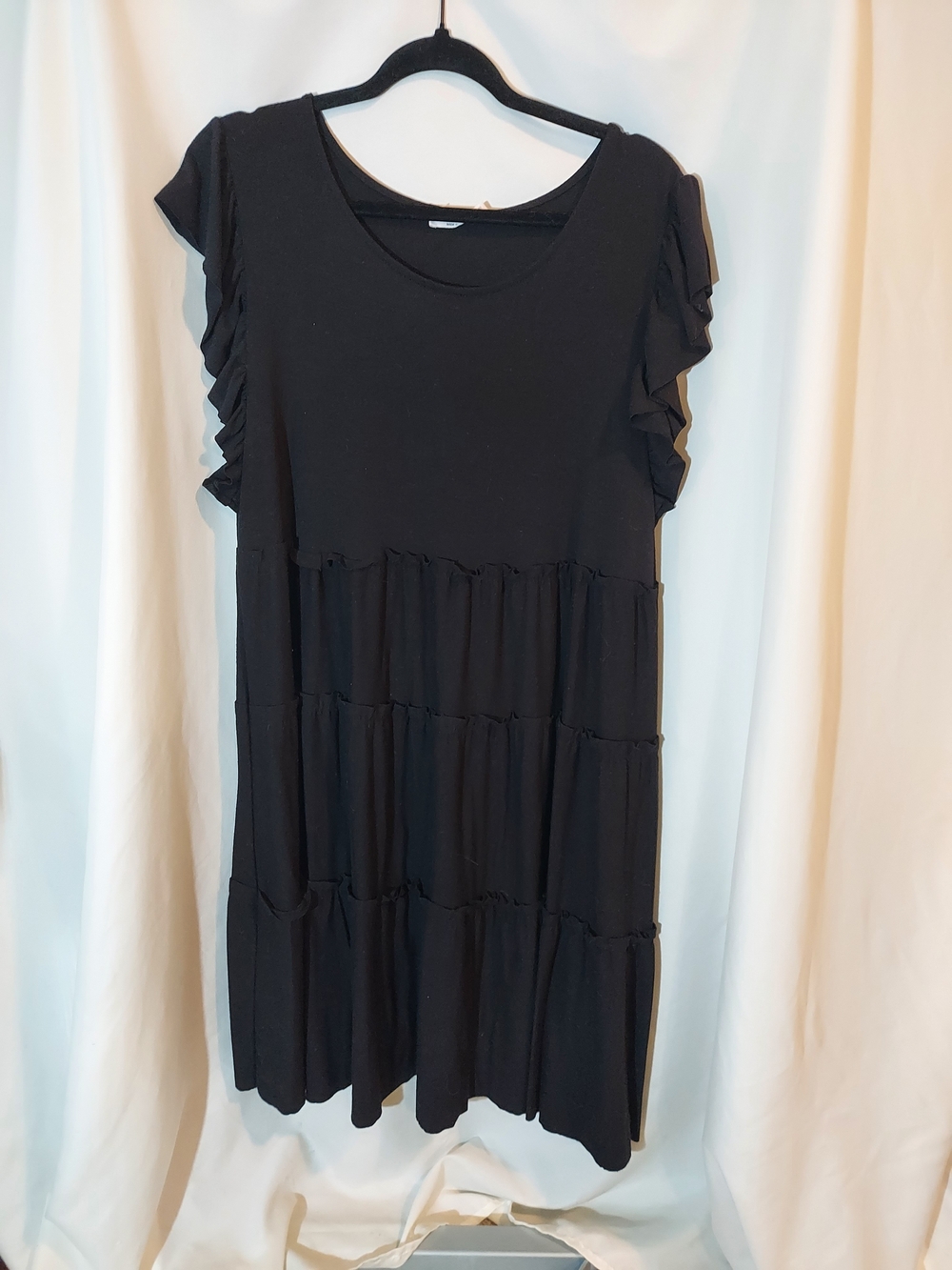 Zenana Outfitters Black Tiered Ruffle Sleeve Dress - 2X